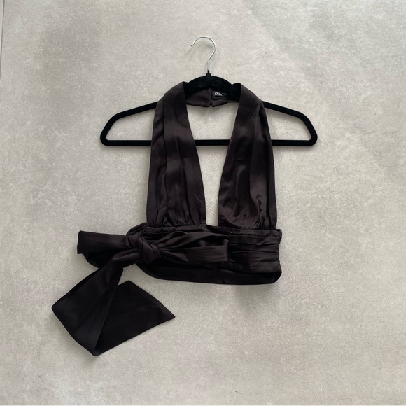 ZARA DEEP V HALTER CROP TOP - Picture 3 of 5